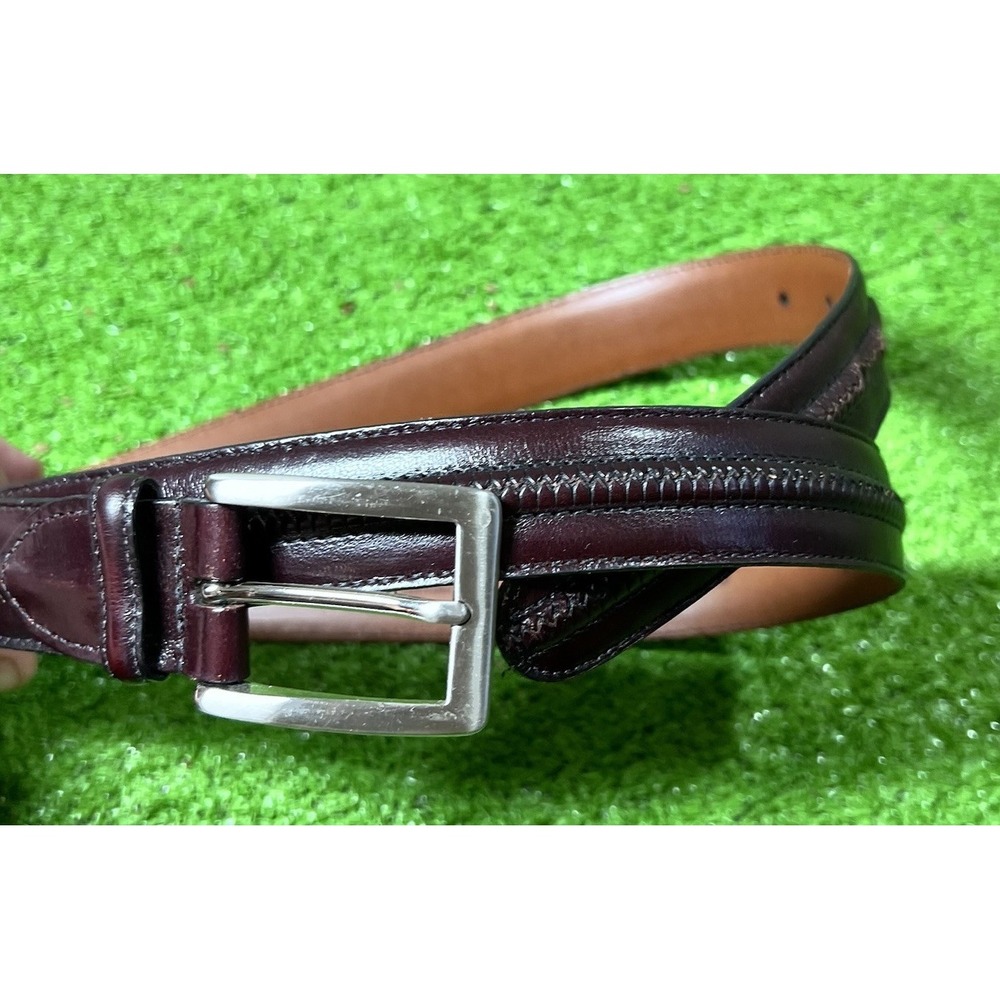 Kipskin Leather Belt 40 Deep‎ Burgundy Patina Preppy Belt Golf Johnston & Murphy